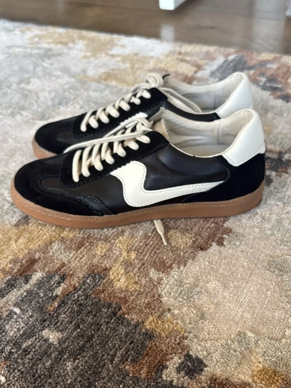 Dolce Vita Black and White Low-Top Sneakers with Gum Sole